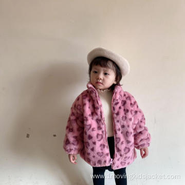 Girls Leopard Coat Thickened